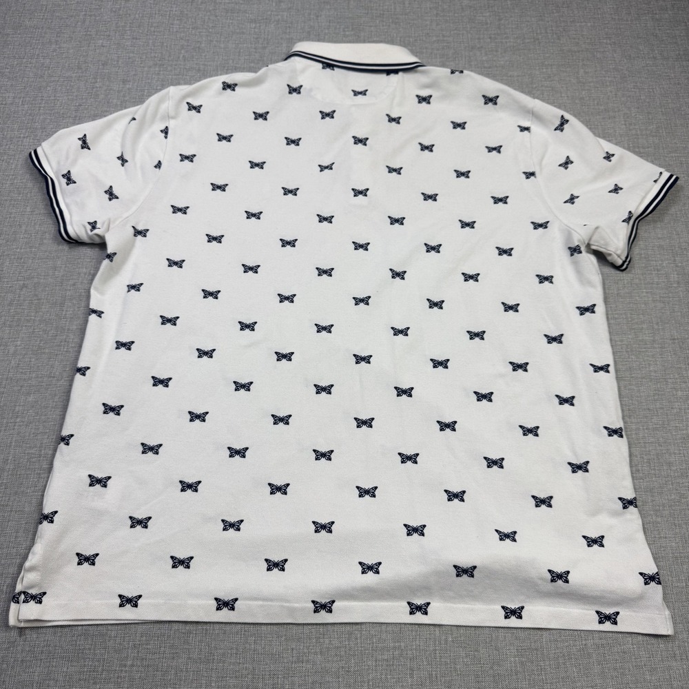 Polo Ralph Lauren Butterfly Pattern Polo Shirt Mens XL White Cotton Spandex - Picture 9 of 10